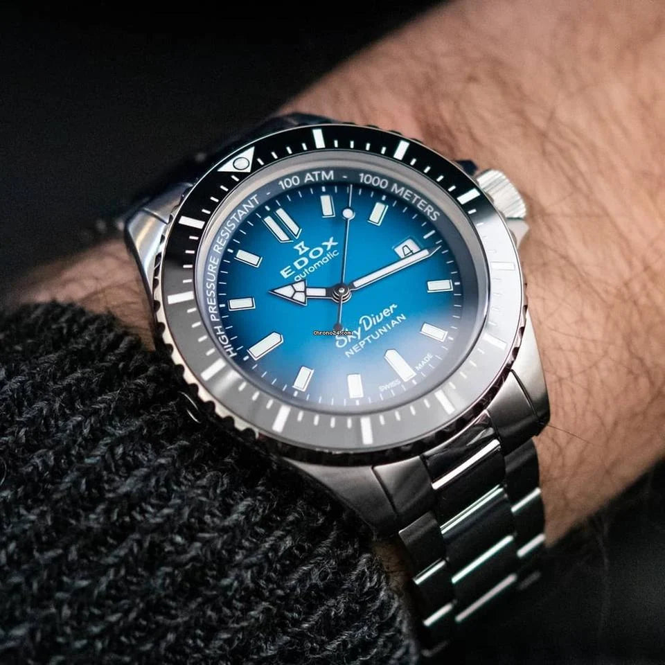 Edox Neptunian 80120 3NM BUIDN Skydiver Herren Taucheruhr 44 mm