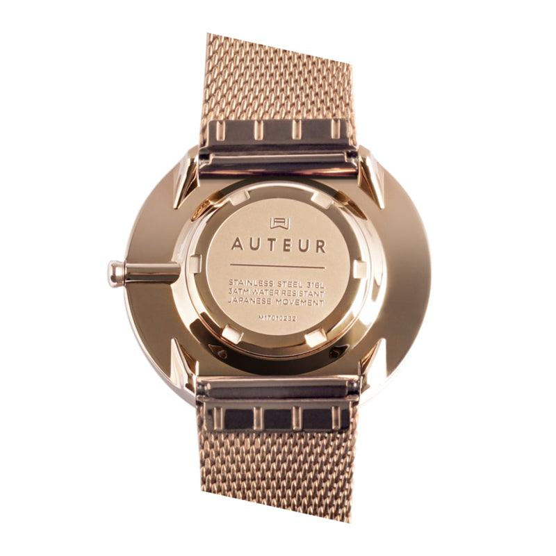 Auteur Watches Moonlight Dusk - Extra Plat Designhorloge Milanese Rose Staal 39mm - horlogeoutlet.nl
