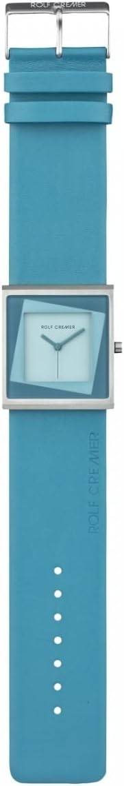 Rolf Cremer Yess dameshorloge 34mm met vierkante blauwe wijzerplaat en blauwe leren band. Stijlvol accessoire voor moderne vrouwen.