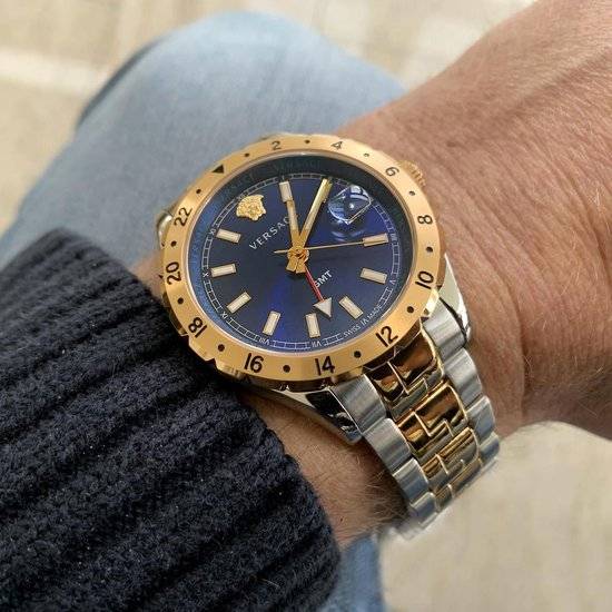 Rosa/Goldfarben und RVSVersace Hellenyium GMT Automatic Swis Made Herrenuhr Saphir 42 mm V1106 0017