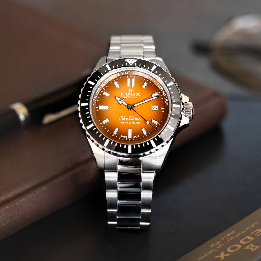Edox Neptunian 80120-3NM-ODN Skydiver Herren Taucheruhr 44 mm