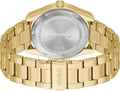 Achterkant van de Hugo Boss Orange Bright HU1530354 Herenhorloge 42mm met goudkleurige roestvrijstalen schakelband en gegraveerd HUGO-logo. Luxe herenhorloge in de categorie horloges.