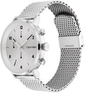 Calvin Klein CK25200107 Modern Herenhorloge 44mm met zilveren mesh band en minimalistische wijzerplaat. Swiss Made horloge voor stijlvolle heren.