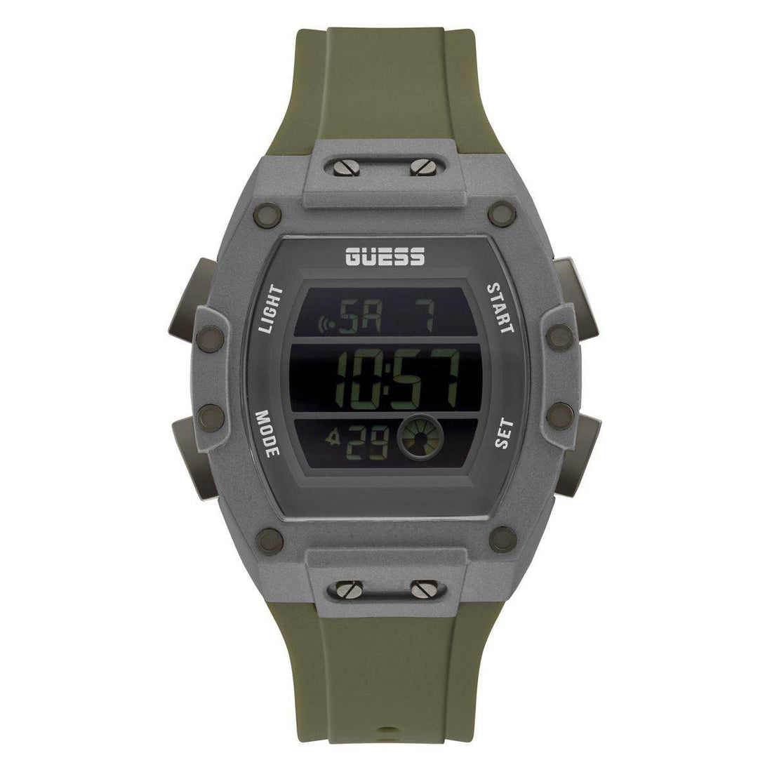 Guess Herenhorloge Grijs/Groen Resin Silicone 41-45mm