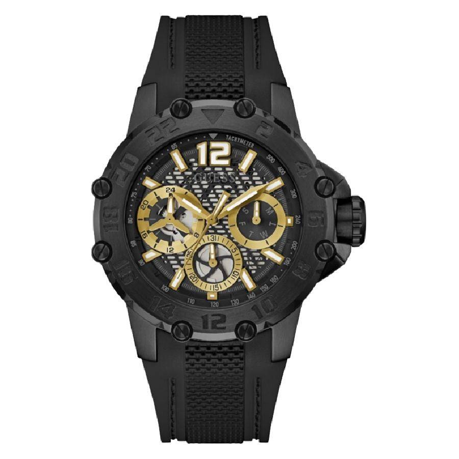 Guess Herenhorloge Zwart RVS, 46-52mm