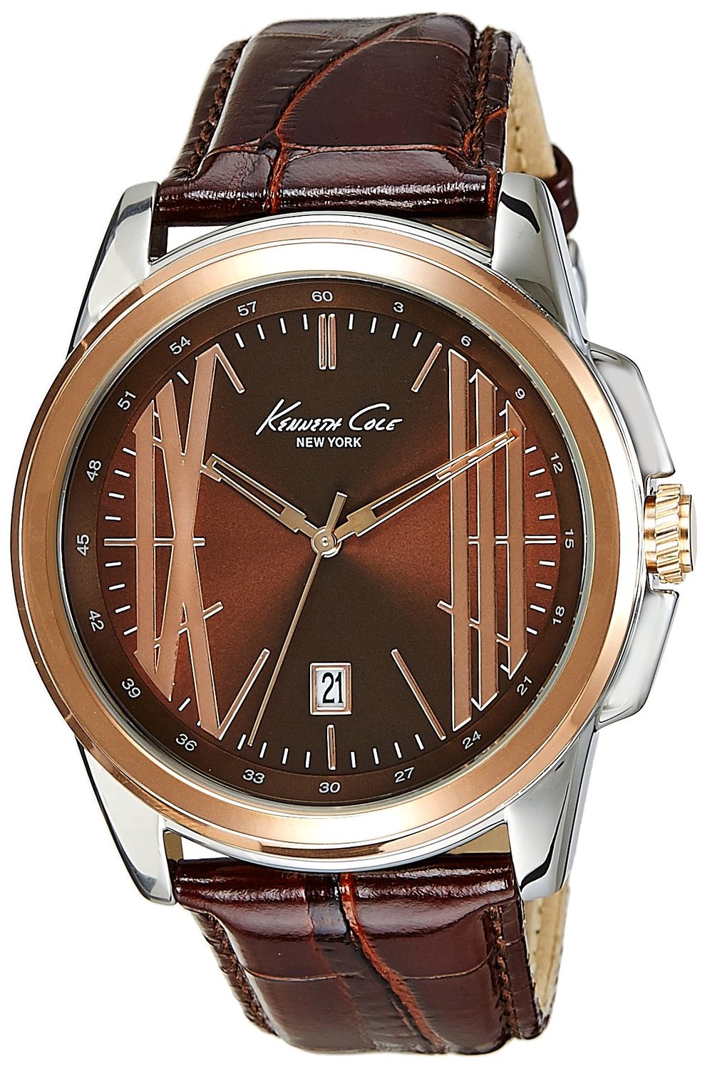 Kenneth Cole Herenhorloge IKC8096 Zilverkleurig RVS Bruin Leer – 41-45mm