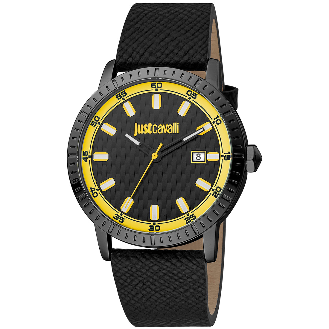 Just Cavalli Herenhorloge Zwart Leer RVS 41-45 mm