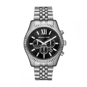 Michael Kors MK8602 Herenhorloge - Stijlvol Zilverkleurig RVS met Zwarte Wijzerplaat 41-45mm