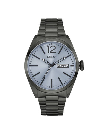 Guess Herenhorloge - Grijs RVS met Blauwe Wijzerplaat 41-45mm