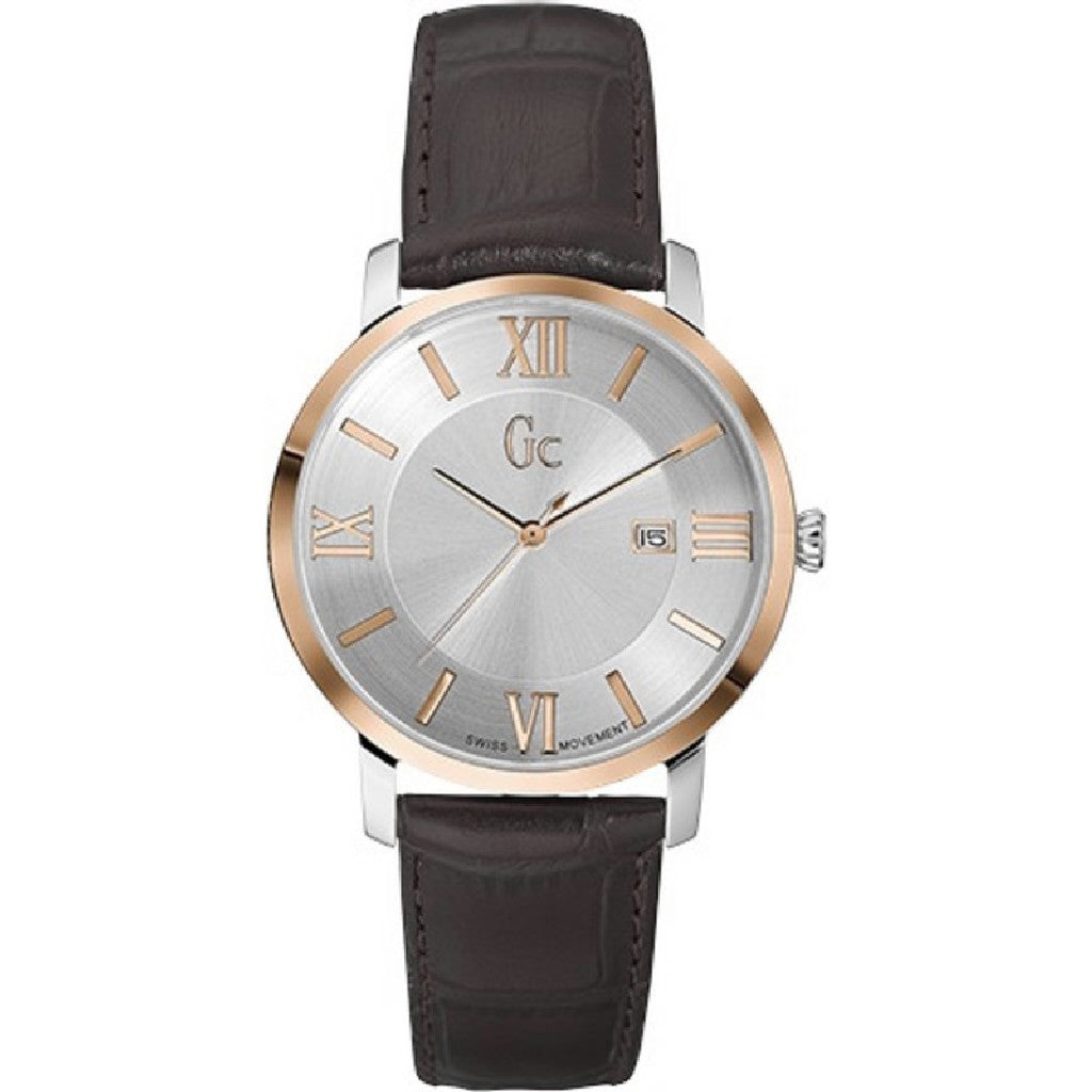 GC Herenhorloge met Zilverkleurige RVS Kast en Bruine Leren Band 37-40mm