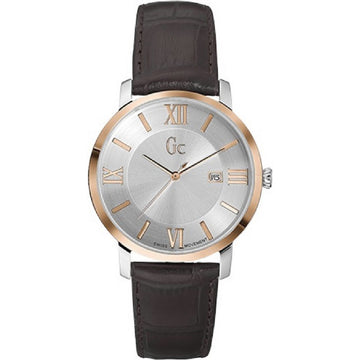 GC Herenhorloge met Zilverkleurige RVS Kast en Bruine Leren Band 37-40mm