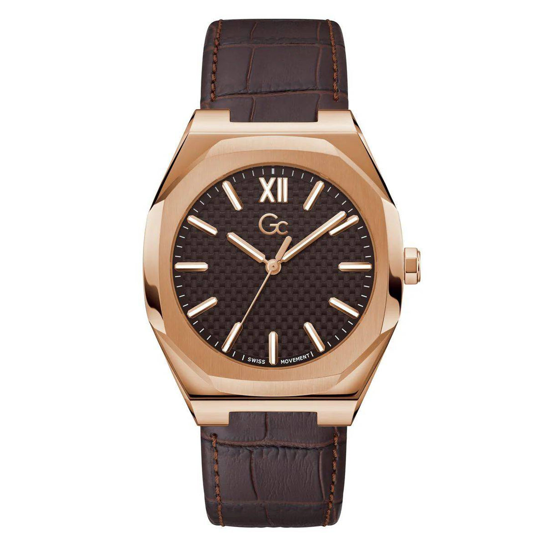 GC Herenhorloge Z26005G4MF - Stijlvol Roze RVS met Bruin Leer - 41-45mm