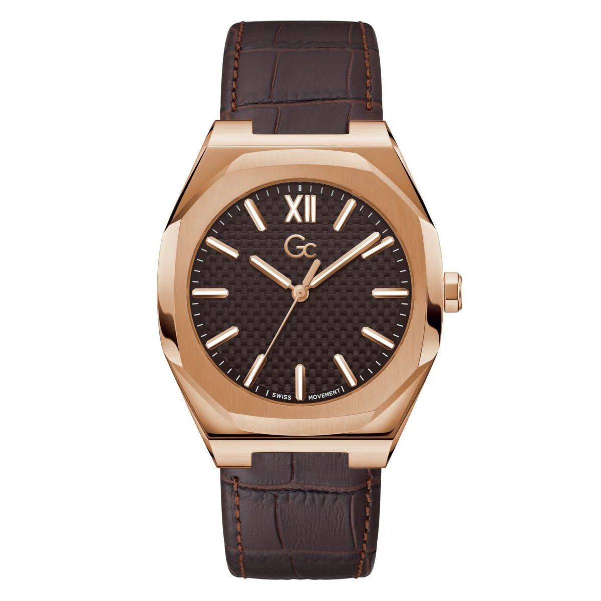 GC Herenhorloge Z26005G4MF - Stijlvol Roze RVS met Bruin Leer - 41-45mm