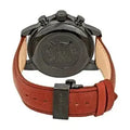 Achteraanzicht van de Certina DS Podium Herenhorloge 42mm met bruine lederen band en zwarte kast. Swiss Made kwaliteit voor stijlvolle heren.