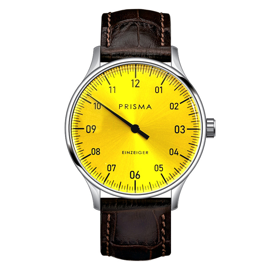 Prisma Design „Single-Hand“ Einzeigeruhr Gelb 40 mm
