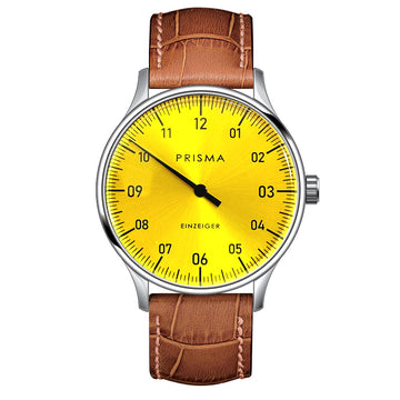 Prisma Design „Single-Hand“ Einzeigeruhr Gelb 40 mm