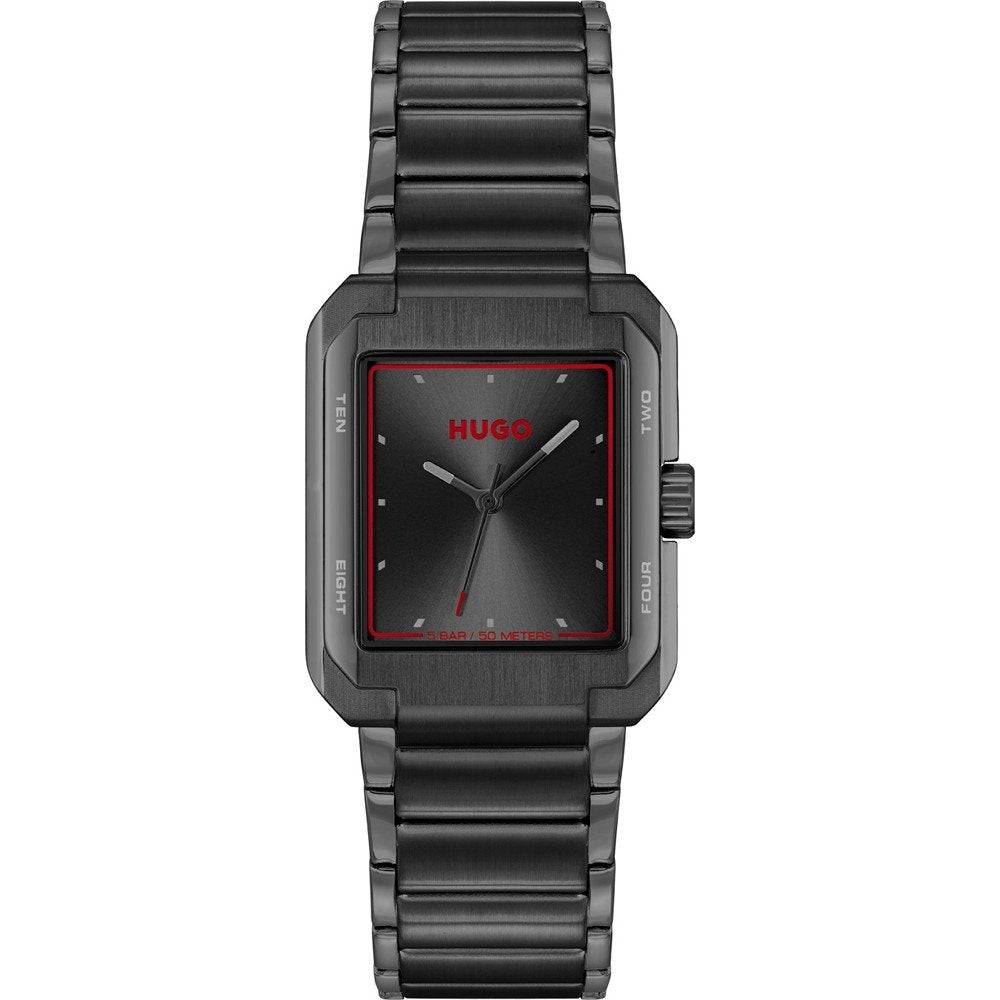 Hugo Boss Orange Thrive HU1530356 herenhorloge met rechthoekige zwarte kast van 30x40mm en rode accenten, stijlvol voor elke outfit.