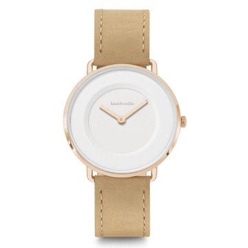 Lambretta Mia 34 Wildleder Roségold Weiß Beige Damenuhr – 34 mm