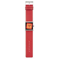 Rolf Cremer dameshorloge Yess 34mm met rood leren bandje en vierkante oranje wijzerplaat. Trendy design voor moderne vrouwen.
